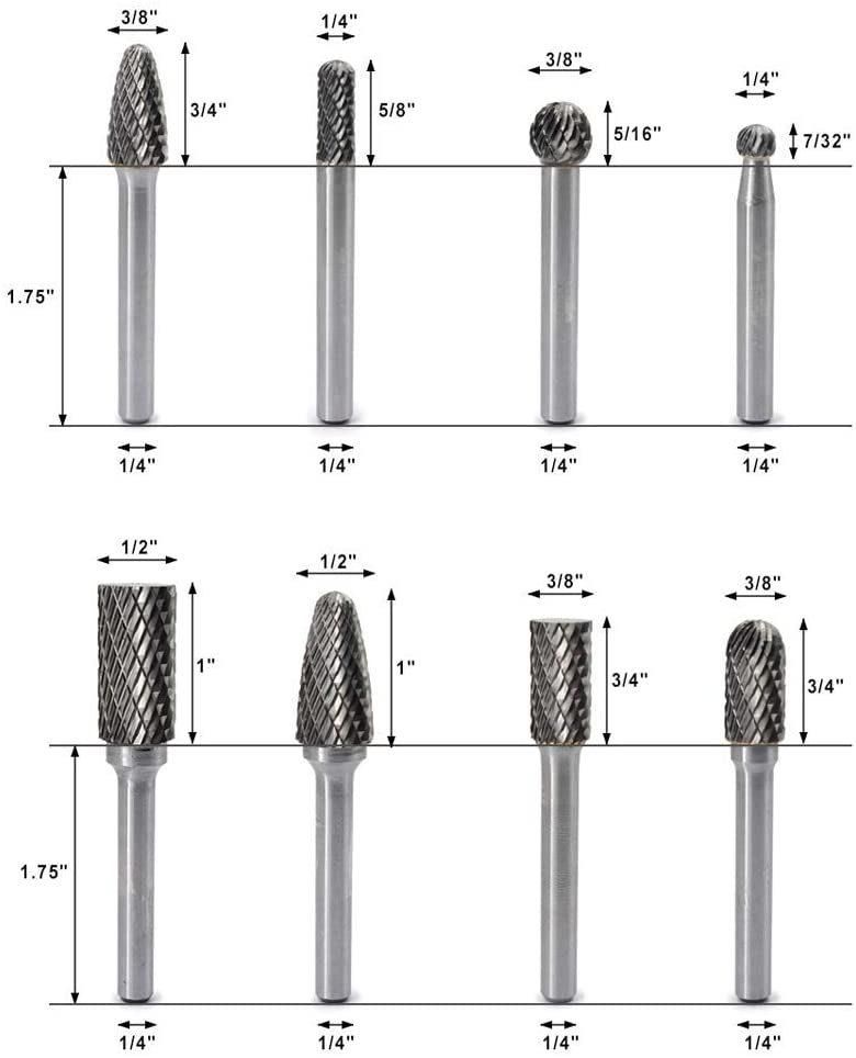 Carbide Rotary Burrs Set for Grinding Metal