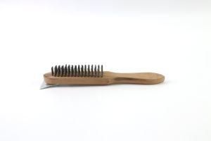 Portable Copper Stainless Steel Wire Brush with Wooden Handle and Blade
