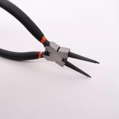 Screw-Thread Steel 180mm Sharp-Nose Pliers with Black PVC Handle