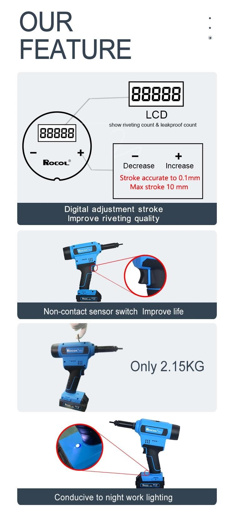 M3-M10 Blind Rivet Nuts 1 Hour Quick Charge Li-Lon Battery Tool