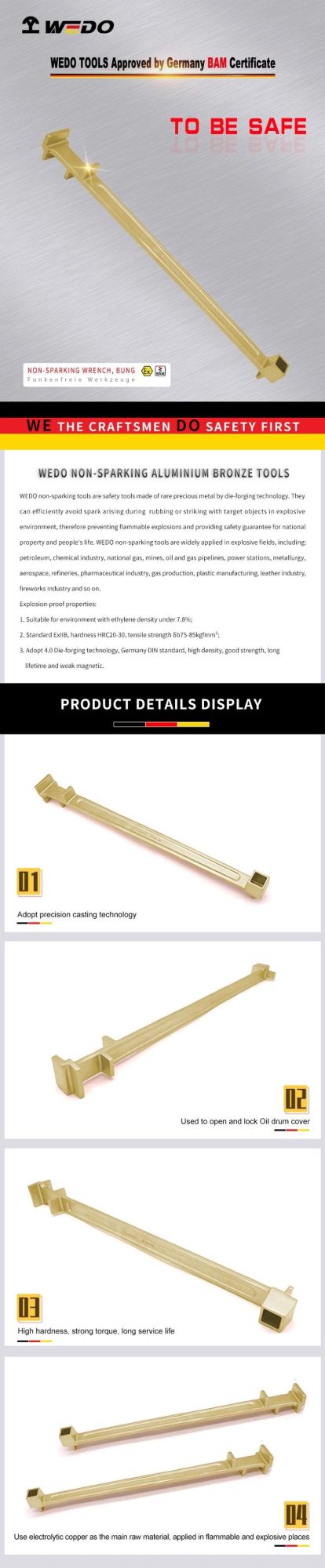 Wedo Professional Aluminium Bronze Non Sparking Bung Wrench