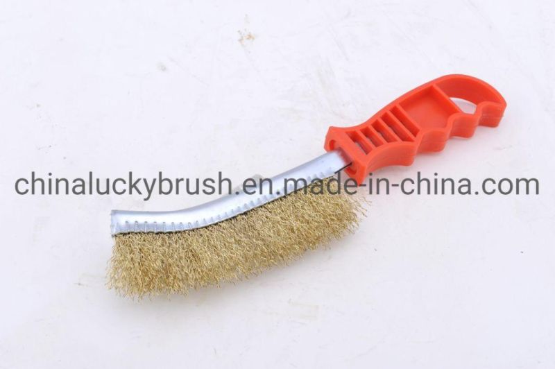 Steel Wire Plastic Handle Knife Type Polishing Brush (YY-066)