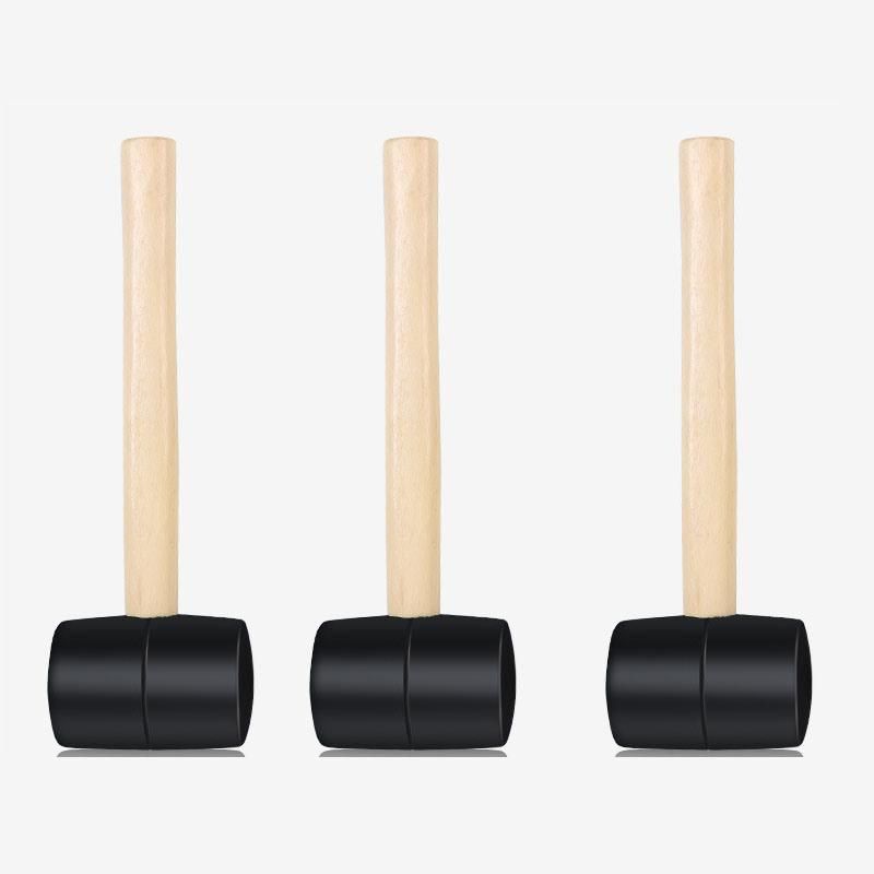 Black Rubber Hammer with Wooden Handle