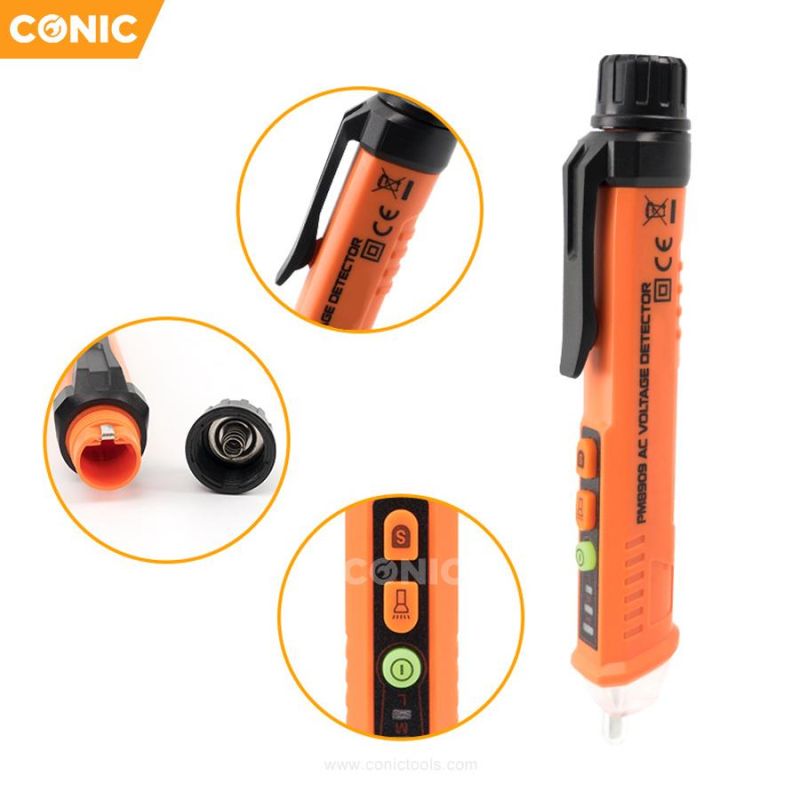 Double Sensitivity Non Contact AC Voltage Test Pen with LED Flashlight