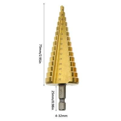 HSS Step Cone Conical Drill Bit Set Hole Titanium Coating Hex 1/4&quot; Shank