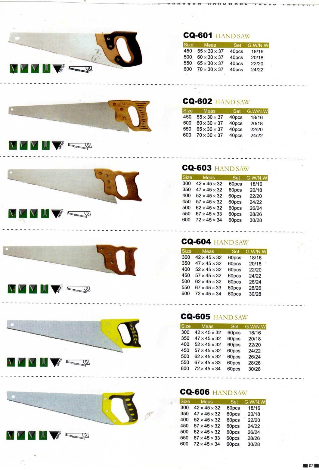 High Quality Professional Hand Saw with Wooden or Plastic or Fiber Handle