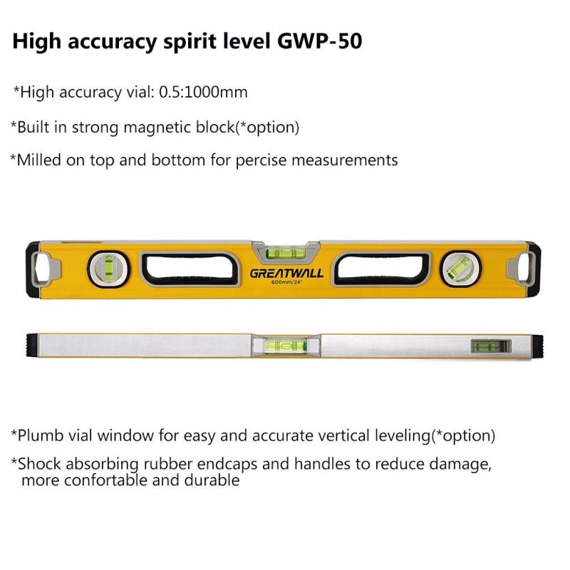 400-2000mm Heavy Duty High Accuracy Level with Strong Magnets Aluminum Spirit Level