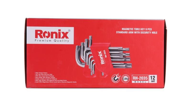 Ronix Hand Tools Model Rh-2035 9PCS Magnetic Hex Key Set Torx Key