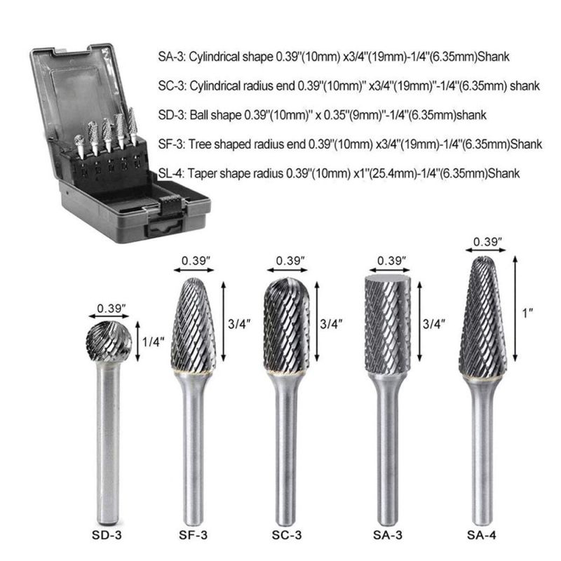 5 Piece Carbide Rotary Burr Set