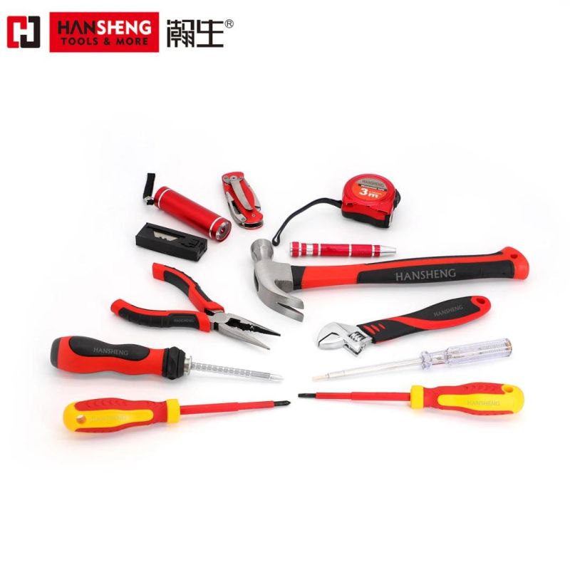 9 Set, Household Set Tools, Plastic Toolbox, Combination, Set, Gift Tools, Made of Carbon Steel, CRV, Polish, Pliers, Wrench, Hammer, Snips, Screwdriver