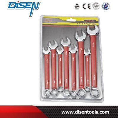 8PCS (10-19mm) Rubber Handle Blister Combination Spanner Wrench Wholesale Carbon Steel