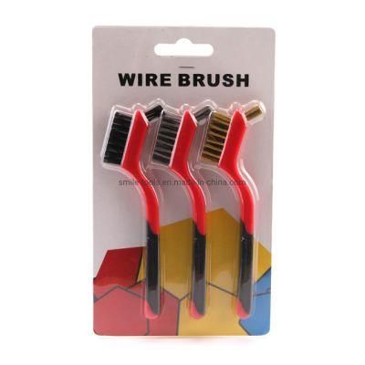 7 Inch Nylon/Brass /Stainless Steel Wire Brush Set for Cleaning Rust