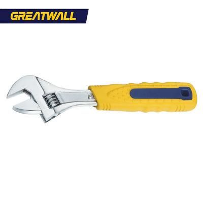 Bigger Jaw Opening Drop Forged Adjustable Wrench with Rubber Handle