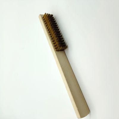 Cheaper Costs Copper Plated Steel Wire Brushes with Wooden Handle