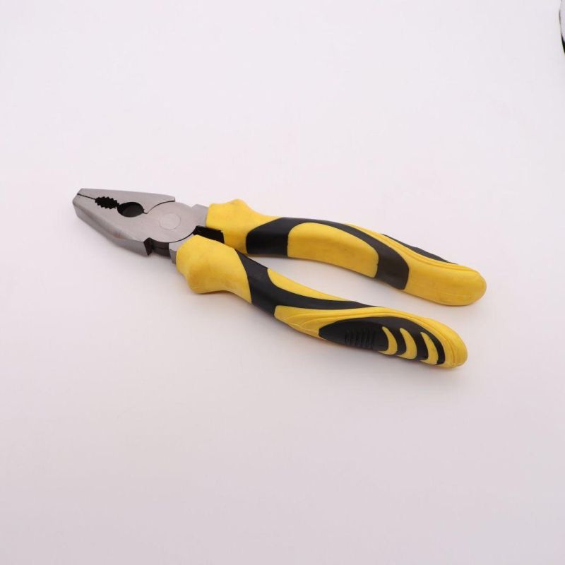 Yellow Handle Screw-Thread Steel Fine Polished 8 Inch Pliers