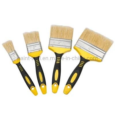 High Quality Natural Bristle Plastic Two Color Handle Wall Paintbrush