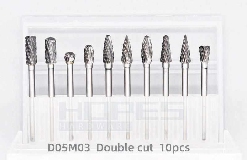 10PCS Rotary File Tungsten Carbide Burr Set with Single Double Cut Tooth 3mm Shank Grinding Bits Kit