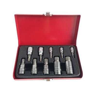 10PCS 1/4&quot; 3/8&quot; 1/2&quot; Power Tools Hand Tools Accessories Cr-V Multipan Torx Socket Bit Set M4 M5 M6 M8 M9 M10 M12 M14 M16 M18