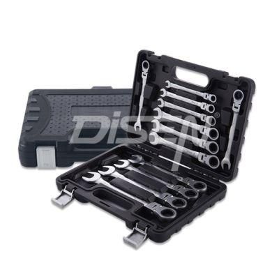 12PCS CRV Steel Flexible Head Ratchet Wrench Box Set