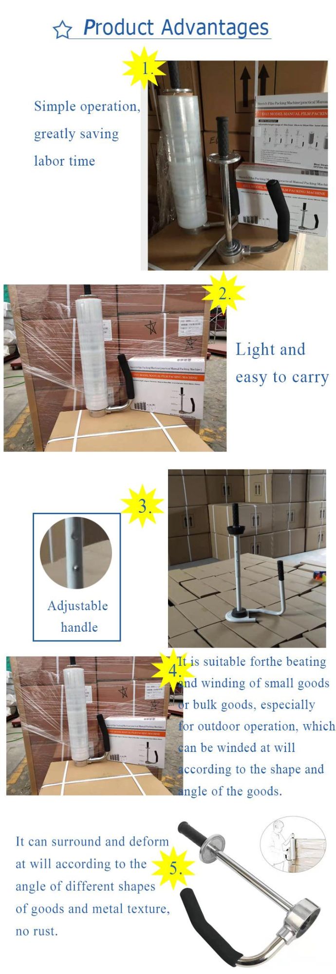 New Manual Two Handles Pallet PE Film Wrapping Tools