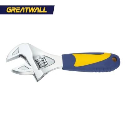 High Quality 8inch Bigger Jaw Opening Wrench with Rubber Handle