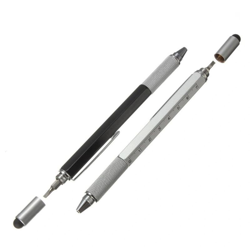 New Arrival Tool Ballpoint Pen Screwdriver Ruler Spirit Level with a Top and Scale Multifunction 6 in 1 Metal Pen