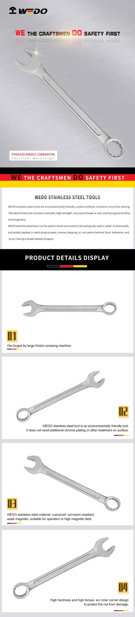 WEDO 304 Stainless Steel Wrench, Combiantion
