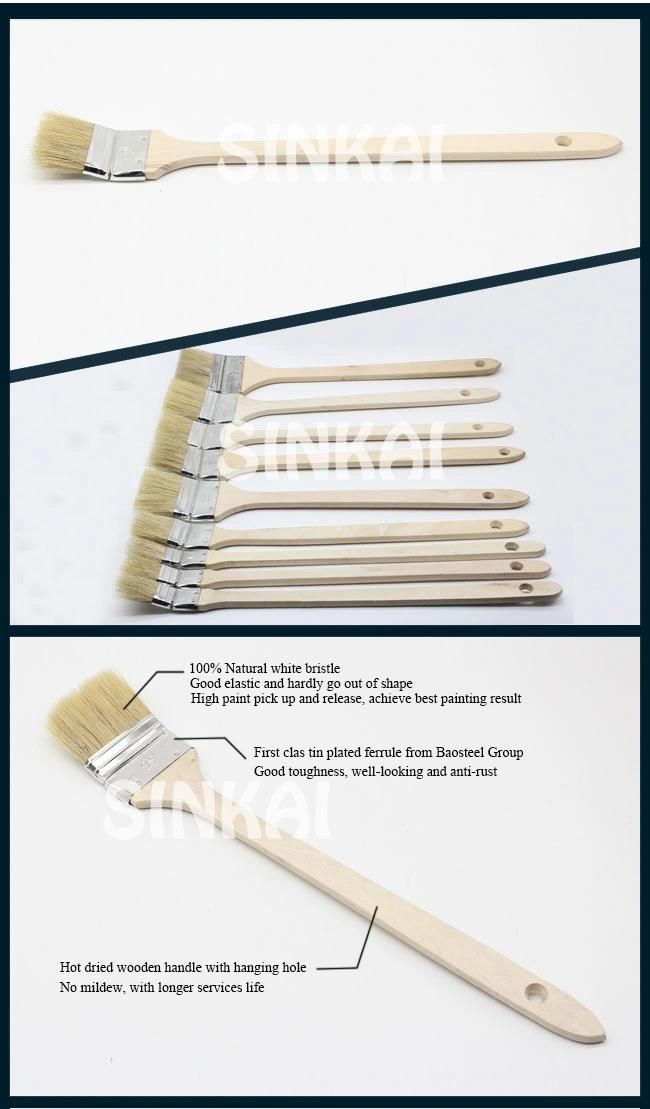 Bended Brush with Long Wood Handle and Tin Ferrule