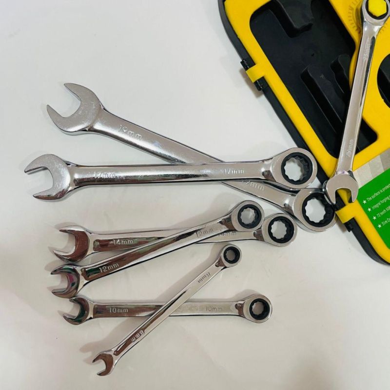 Hardware Combination Tool Durable Ratchet Wrench 7-Piece Combination Spanner Set