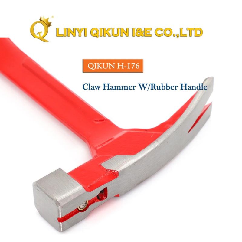 H-166 Construction Hardware Hand Tools French Type Claw Hammer with Blue Fiberglass Handle