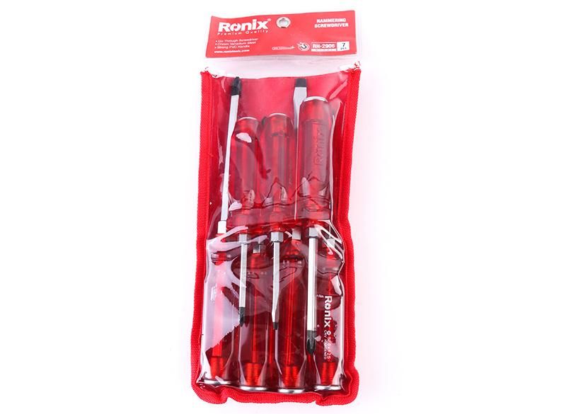 Ronix Hand Tool Set Model Rh-2906 7PCS Screw Driver Bit Hammer Screwdriver Set