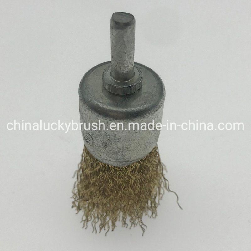 28mm Crimped Brass Coated Steel Wire End Brush (YY-943)