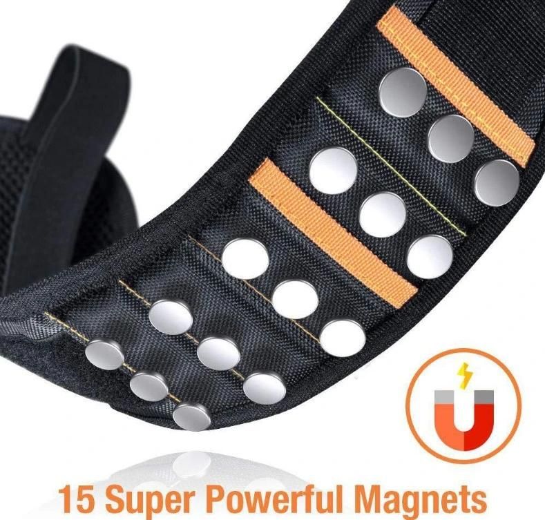 Magnetic Wristband with Two Pocketadjustable Wrist Strap for Holding Screws Nails and Other Small Metal Parts (15 Magnets)