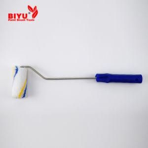 4 Inch Long Handle Roller Brush with Blue and Yellow Stripes