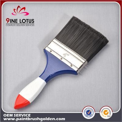 High Quality Black PBT Plastic Material Head Red &amp; White &amp; Blue Wooden Handle Paint Brush