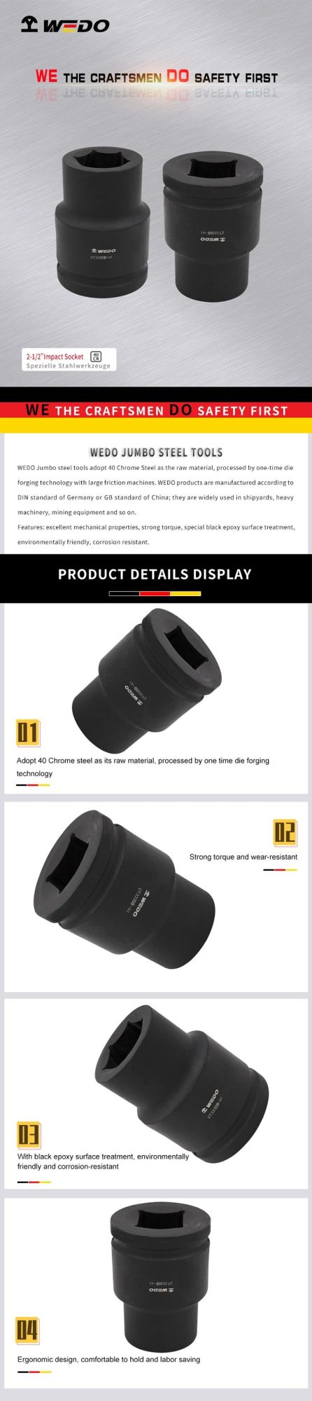 Wedo Best Selling Speical Jumbo Tool 40cr 2-1/2′′ Impact Socket