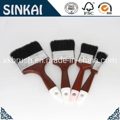 Black Bristle Plastic Handle Paint Brush with White Edge