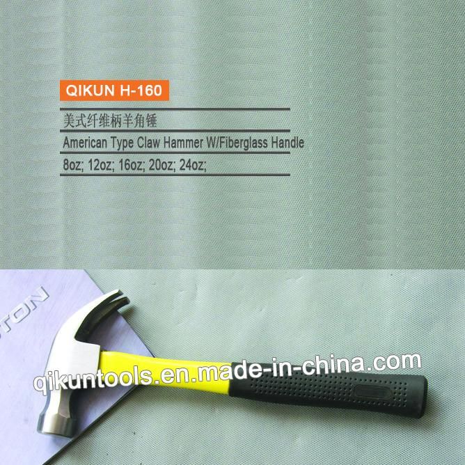 H-155 Construction Hardware Hand Tools British Type Claw Hammer with Rubber Coated Handle