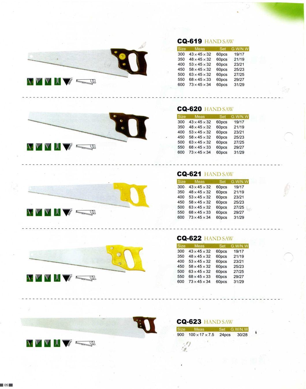 High Quality Professional Hand Saw with Wooden or Plastic or Fiber Handle