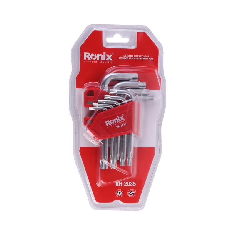 Ronixt10~T50 9PCS CRV Long Hex Allen Wrench Hex Key Magnetic Torx Key