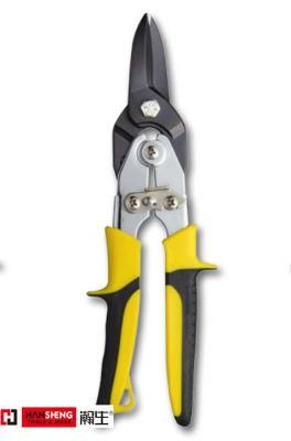 Ideal Offset Tin Snips, Figure Tin Snips, Aviation Snips, Made of Carbon Steel, Cr-V, Matt Finish, Nickel Plated, TPR Handle, Straight, Heavy Duty 10&quot;