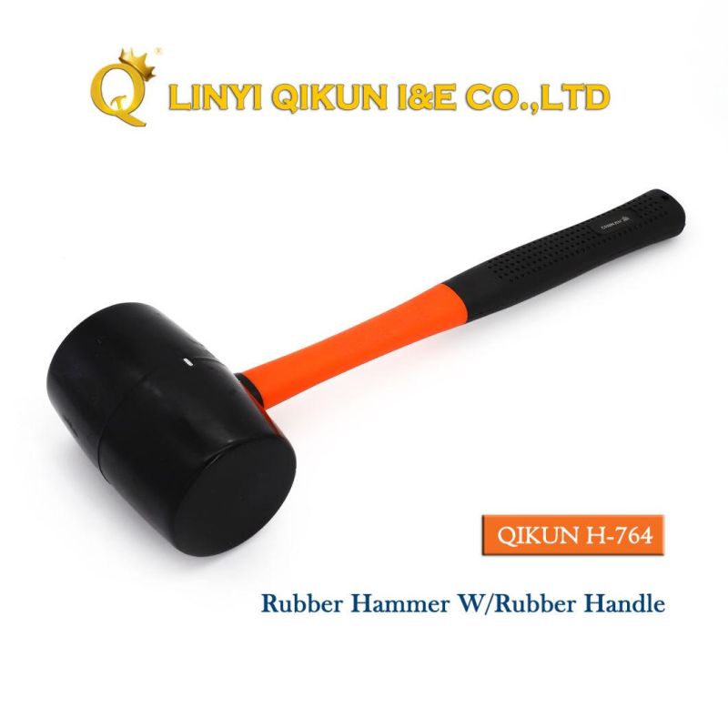 H-758 Construction Hardware Hand Tools Rubber Plastic Hammer with Wooden Handle