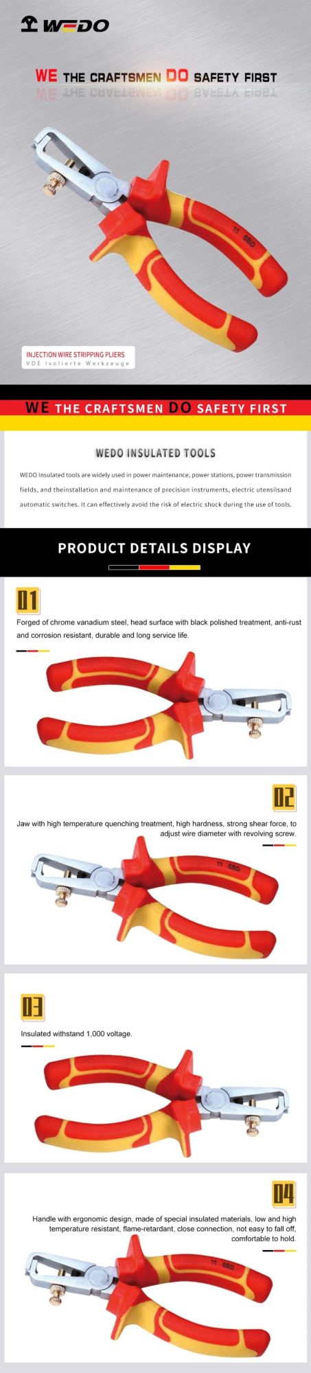 WEDO Insulated Injection Wire Stripping Pliers