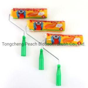 2020 New Yellow and Gray Stripes Polyester Fiber Roller Green Plastic Handle Paint Roller Brush for Decorating