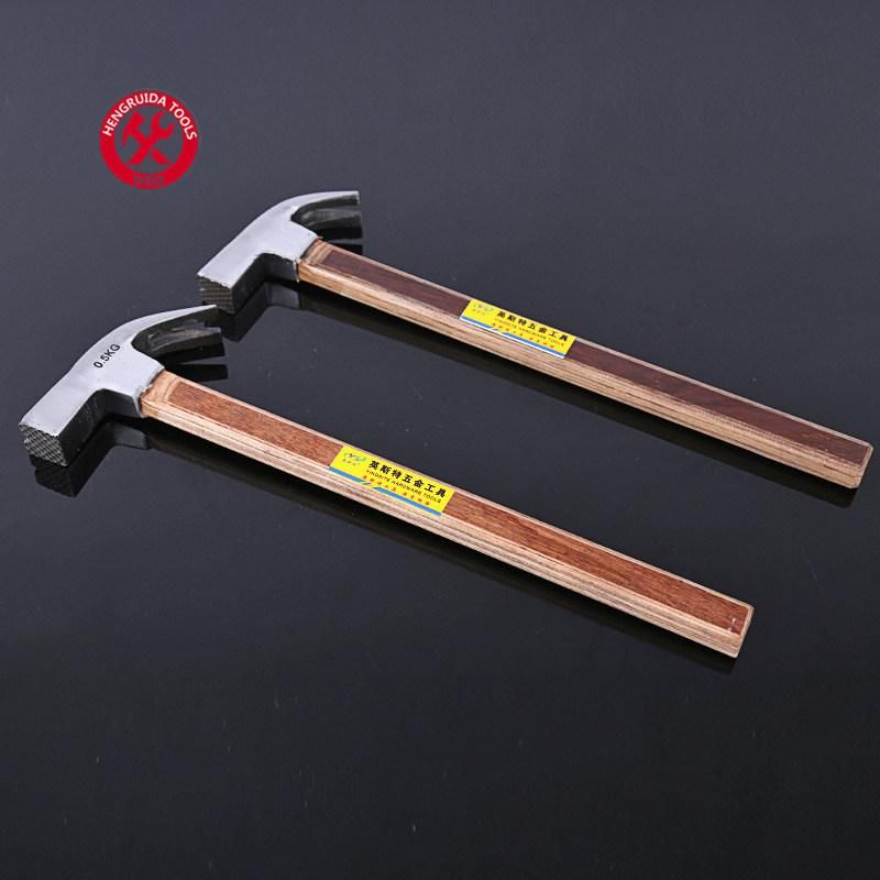 Square Head Claw Hammer Laser Curved Scale Wood Handle with Compressed Wooden Handle