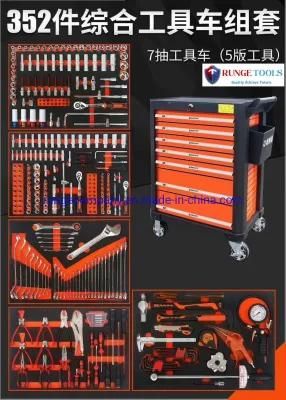 352PCS 7 Drawers Removable Tool Storage Comprehensive Tools Set Cabinet with 5 Sets Tools Big Rolling Tool Chest Organizers