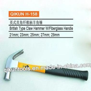 H-152 Construction Hardware Hand Tools Black Head Claw Hammer with Fiberglass Handle