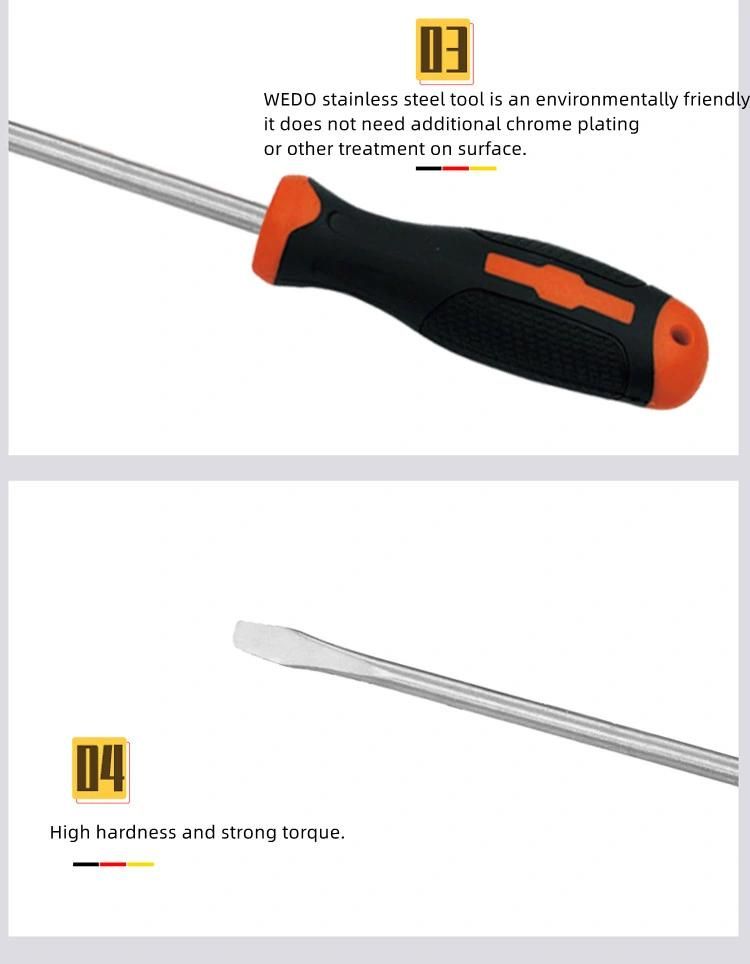 WEDO Stainless Slotted Screwdriver Double Color Anti-Slip Handle Flat Screwdriver