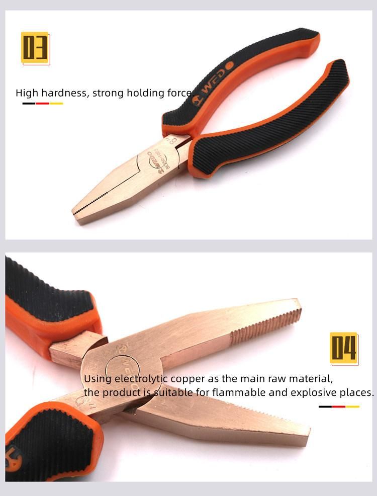 WEDO Beryllium Copper Pliers High Quality Non-Sparking Flat Nose Pliers Wire Stripper, Bam & FM Certificate