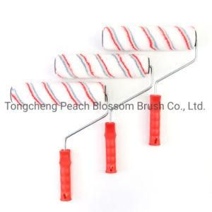 Red Stripes Polyester Fiber Roller Red Plastic Handle Paint Roller Brush